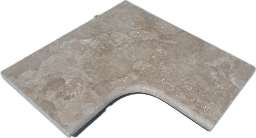 [PTB302] Margelle travertin - vieilli - nez arrondi 61x61x3 angle R Beige Classic