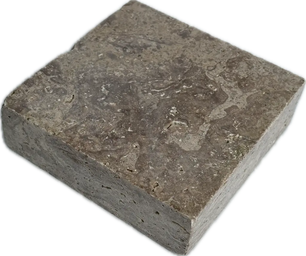 [PTC001] Pavé travertin - vieilli - 10x10x3 Chocolat (90pcs/m²)