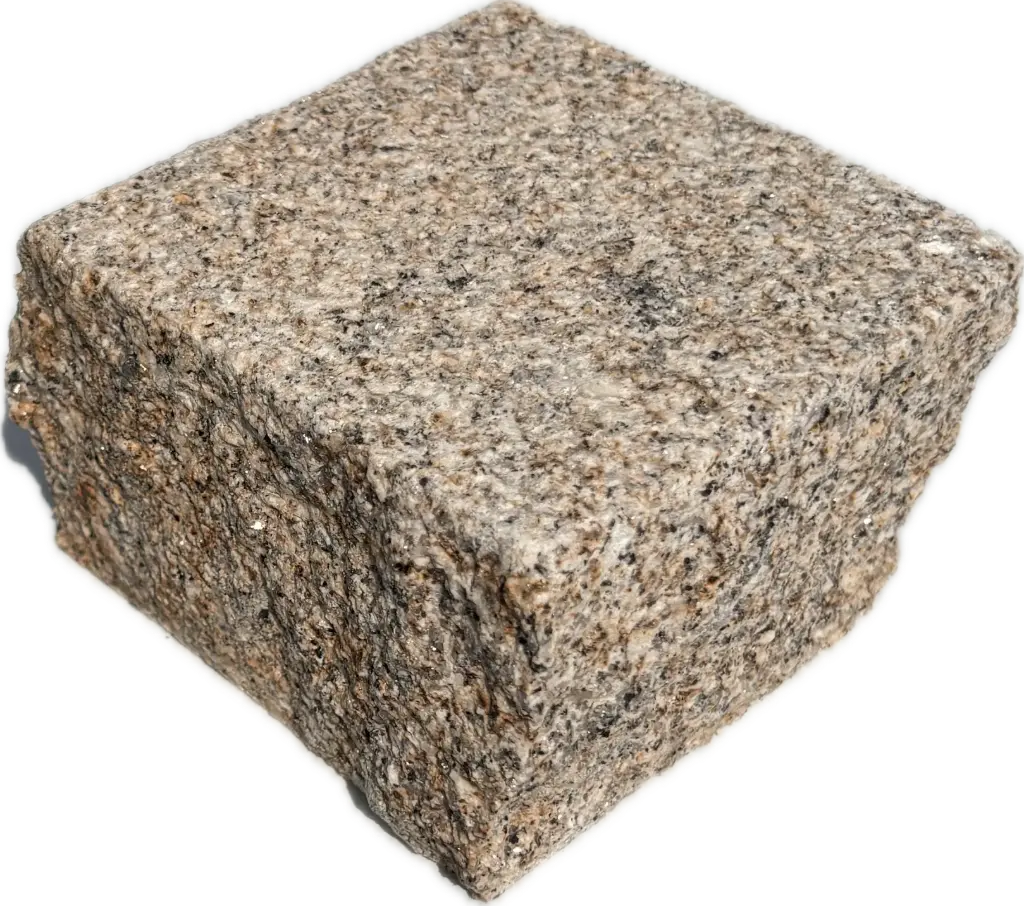 [PGRJ003] Pavé granit clivé E.P - 1 face bouchardée 10x10x5 Beige Jaune (81pcs/m²)